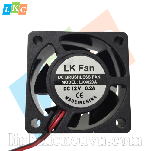 Quạt tản nhiệt LK4020A, kích thước 4x4x2cm, điện áp 12V 0.2A