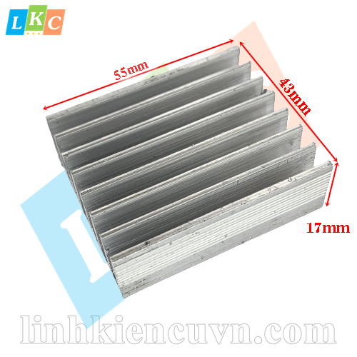 Nhôm tản nhiệt 8 cánh 55x43x17mm