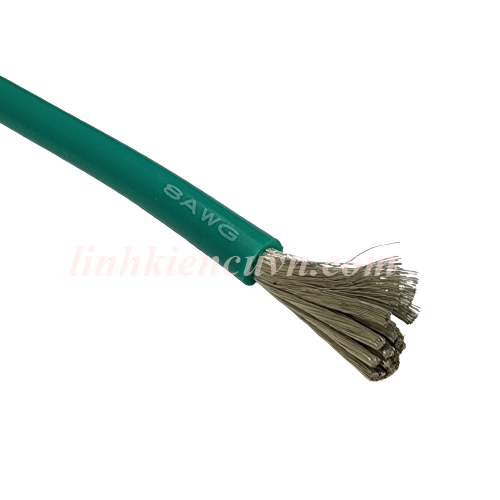 Dây điện 8awg vỏ silicon 200 độ xanh (mét)